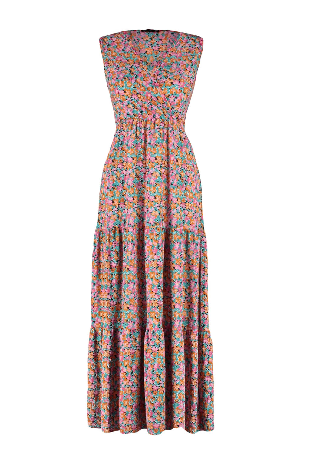 TRENDYOLMILLA Mor Cicek Desenli V Yaka Kolsuz A-Line Maxi Orme Elbise TWOSS22EL1588  фото 6