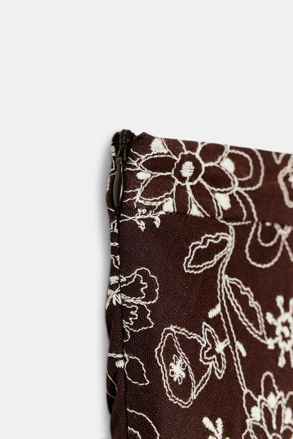 FALDA MIDI BORDADOS / Marr?n / Crudo - Zara фото 7