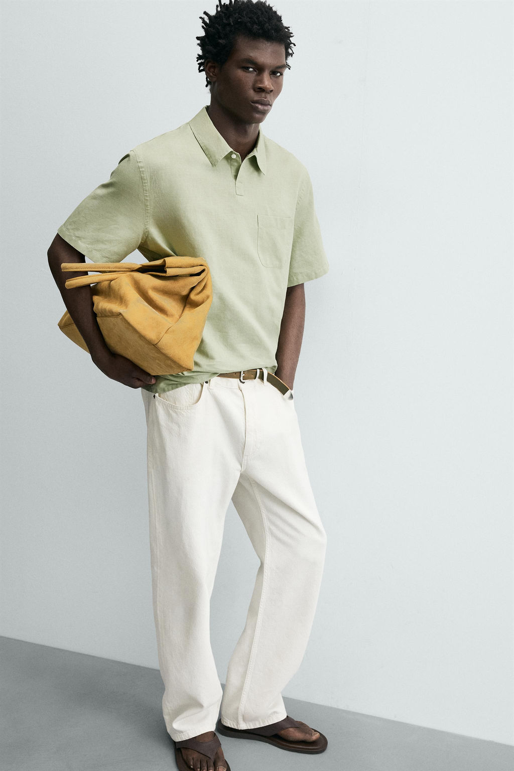 POLO REGULAR FIT C??AMO - ALGOD?N / Verde claro - Zara фото 6