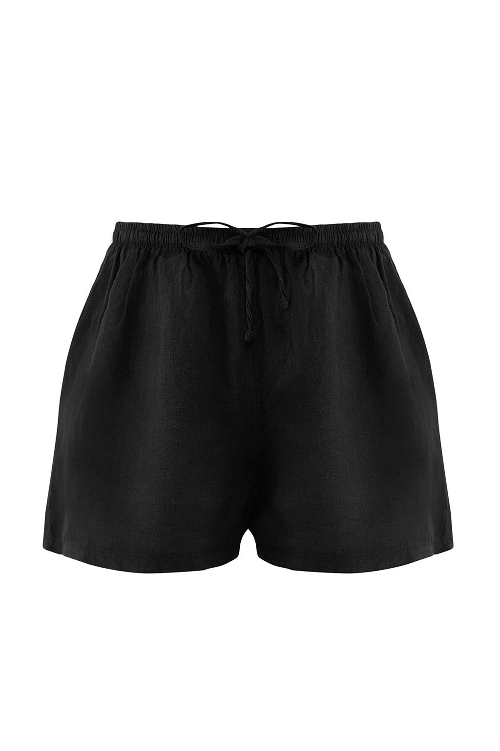 Siyah Dokuma %100 Keten Plaj Sort TBESS25SR00013