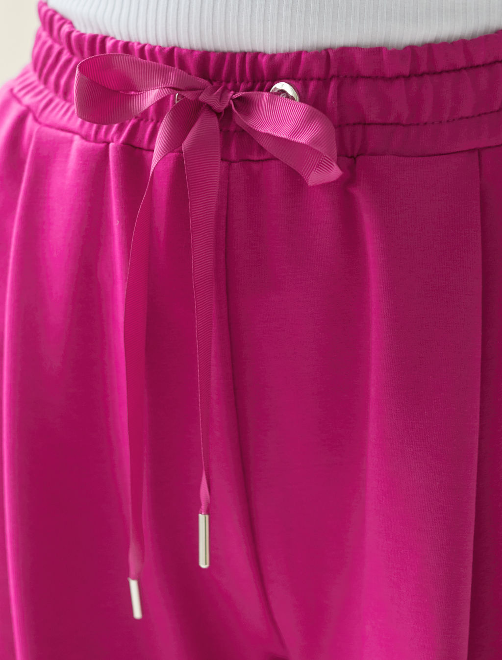 Брюки Vilatte свободные футер-двухнитка фуксия  фото 2
