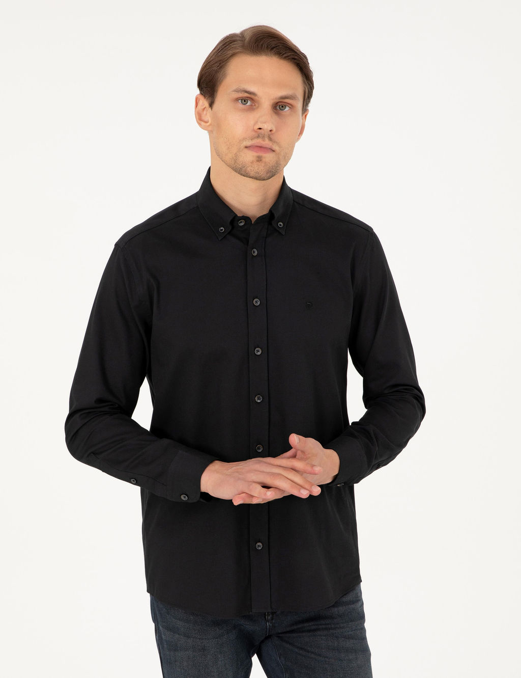 Siyah Regular Fit Uzun Kollu G_mlek