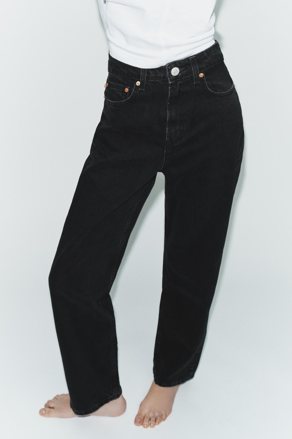 JEANS TRF MOM FIT TIRO ALTO / Negro - Zara фото 2