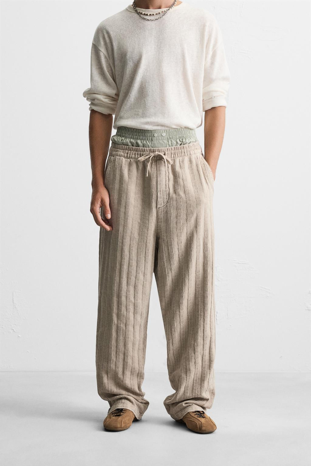 RELAXED FIT JACQUARD TROUSERS - Zara фото 22