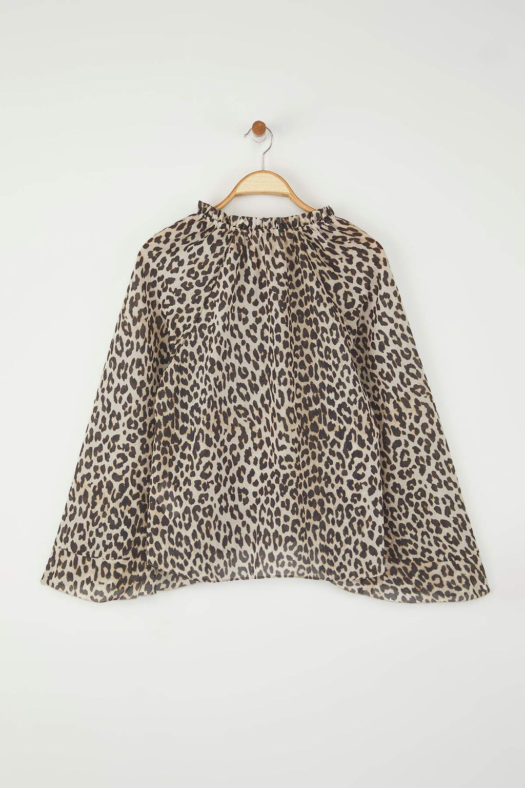 Cok Renkli Volan Kollu Leopar Desenli Dokuma Bluz TWOAW26BZ00054