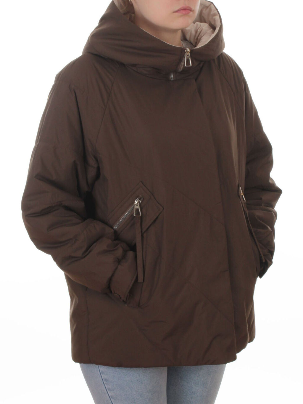 8008 BROWN Куртка демисезонная женская (100 гр. холлофайбер)