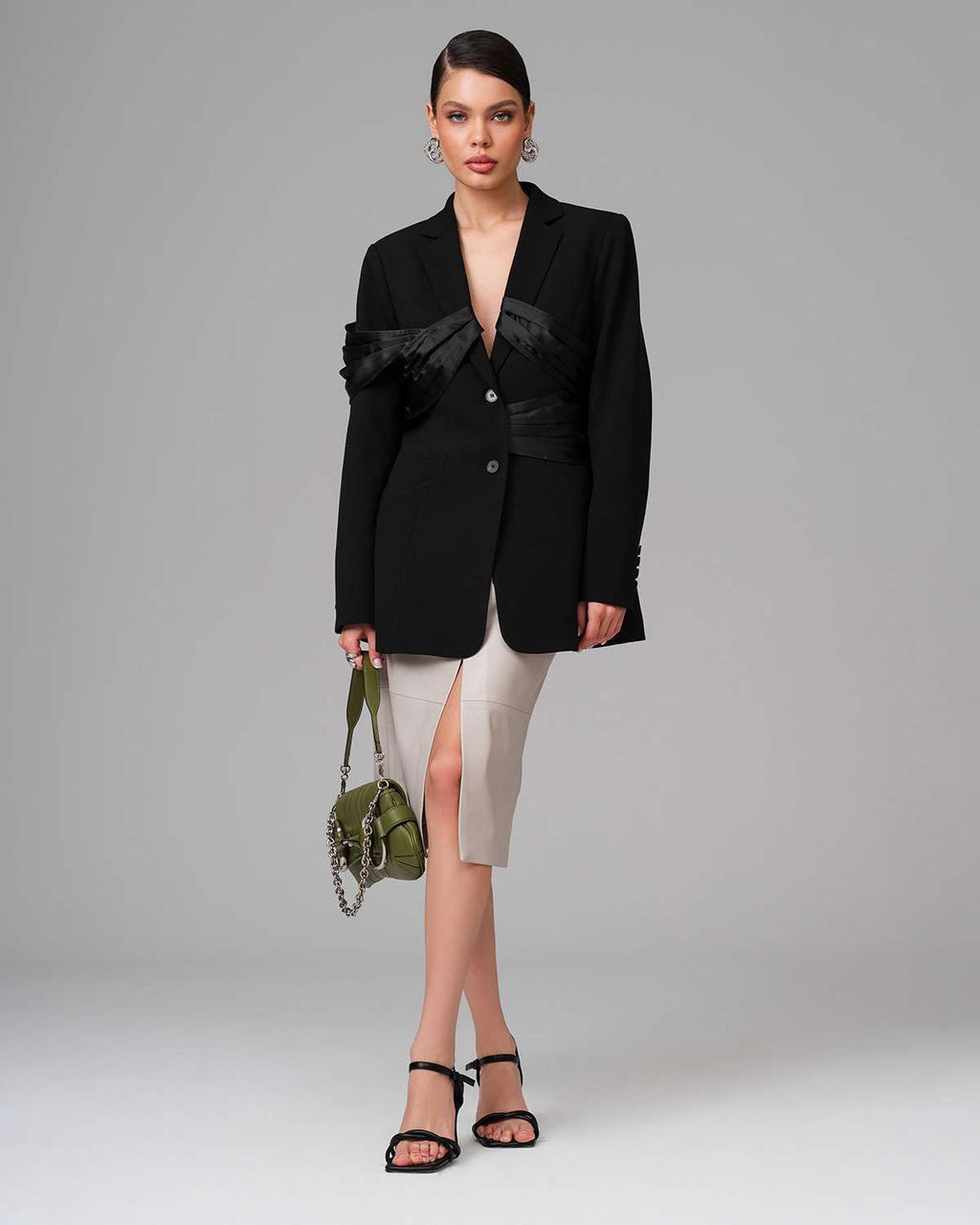 Пиджак приталенный с драпировкой JP001 - Sahar art lab фото 11