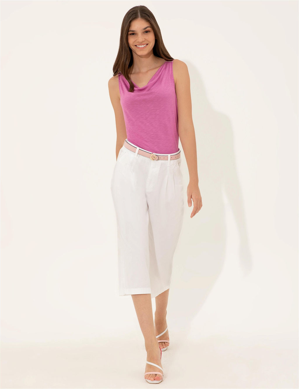 Beyaz Flare Cropped Pantolon