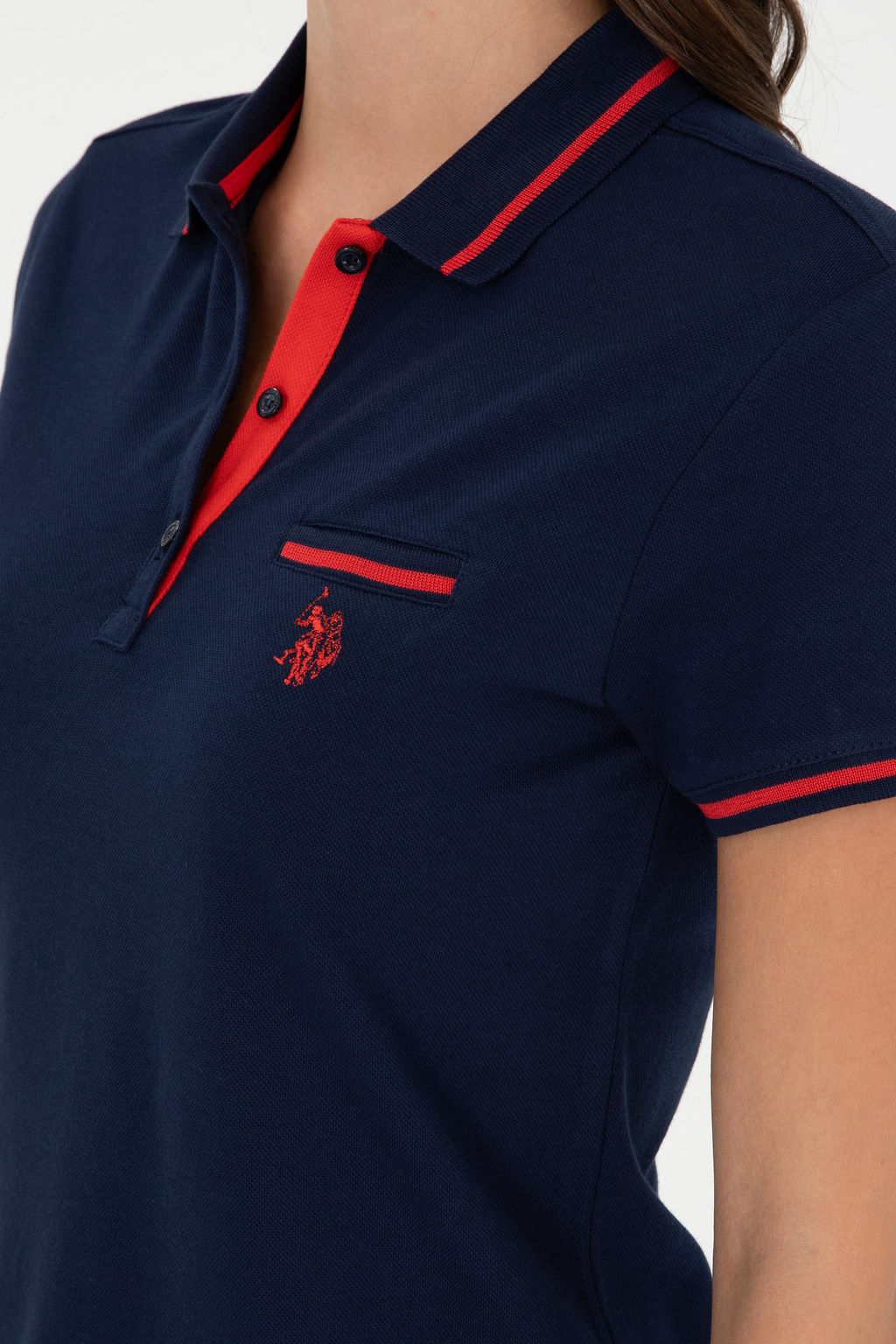 Женская темно-синяя футболка Неожиданная скидка в корзине - U.s. polo assn фото 6