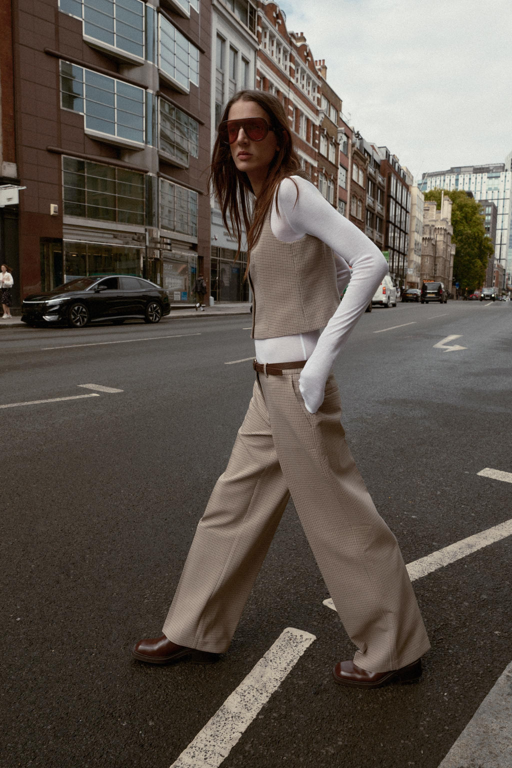 CHECK TROUSERS WITH BELT - Zara фото 4