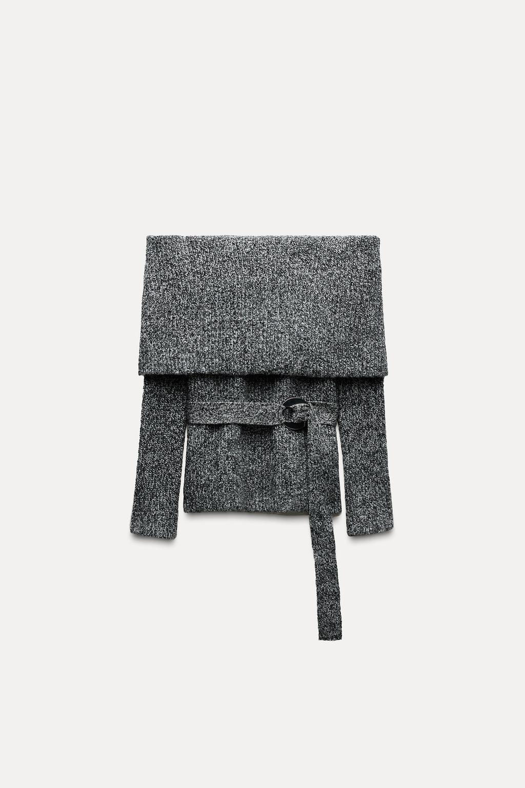 OFF-THE-SHOULDER KNIT SWEATER WITH BELT - Zara фото 5