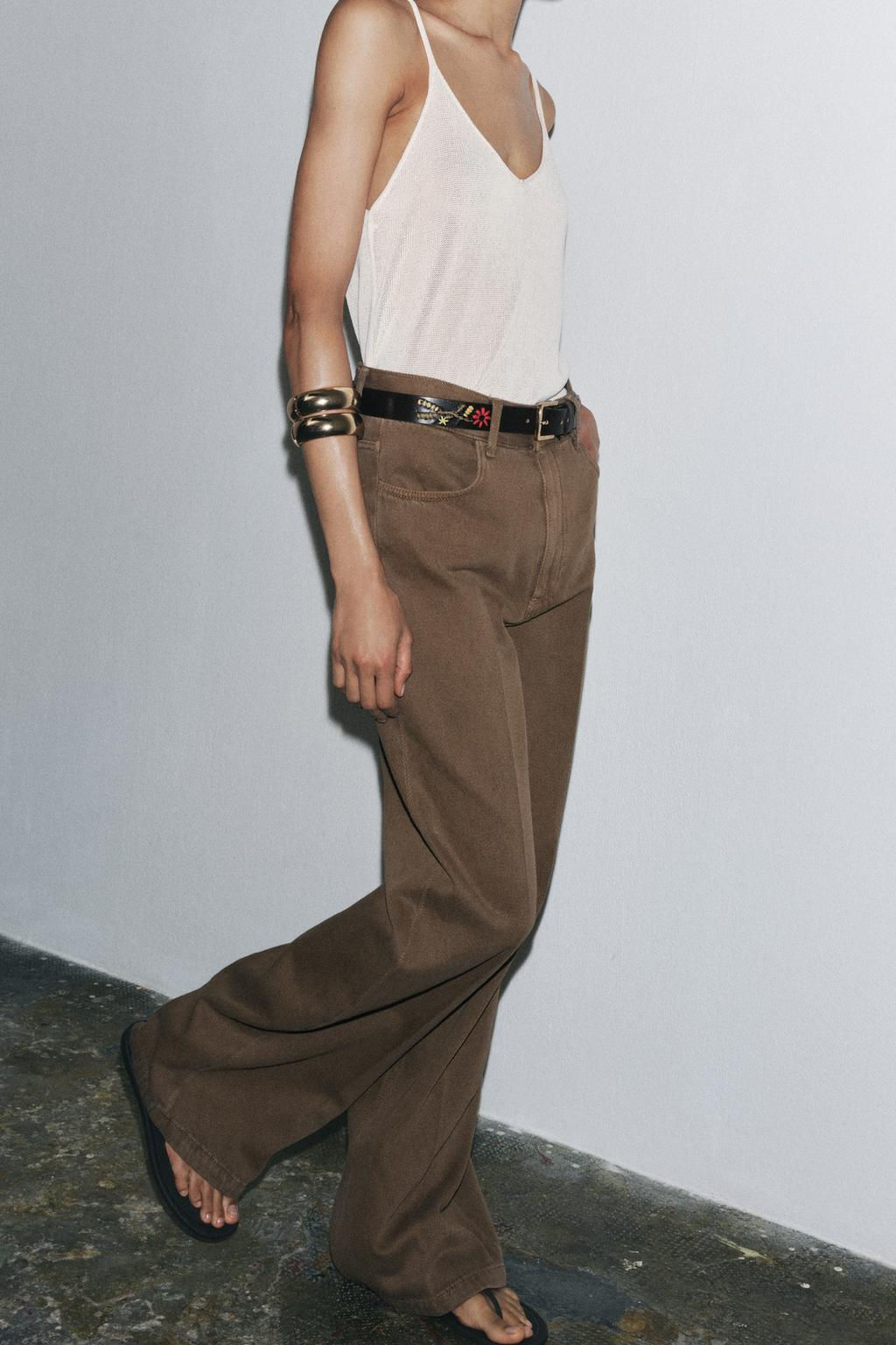 ZW COLLECTION HIGH-WAIST WIDE-LEG JEANS - Zara фото 4