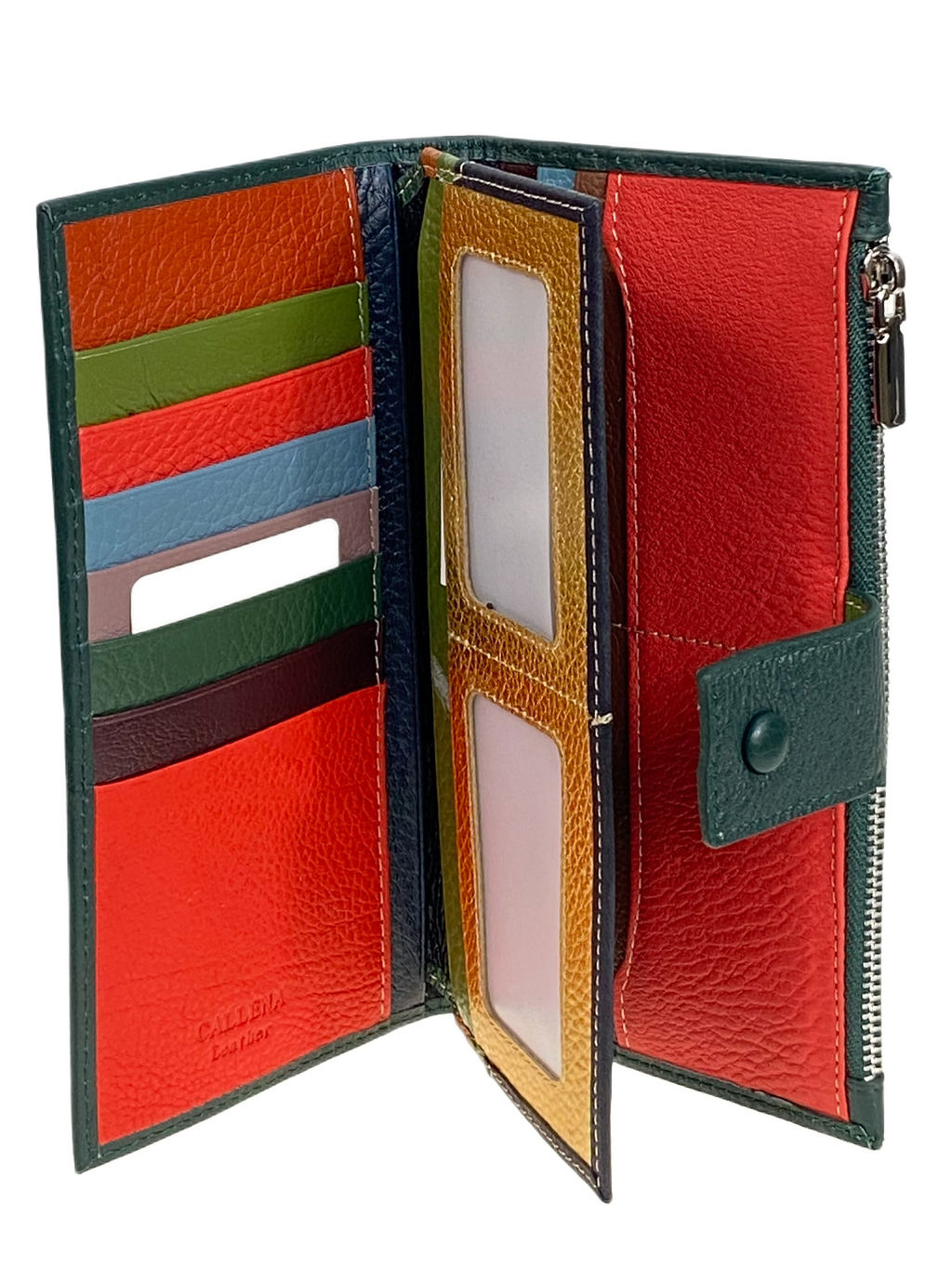 Женское портмоне из натуральной кожи, цвет зеленый - Greta фото 2