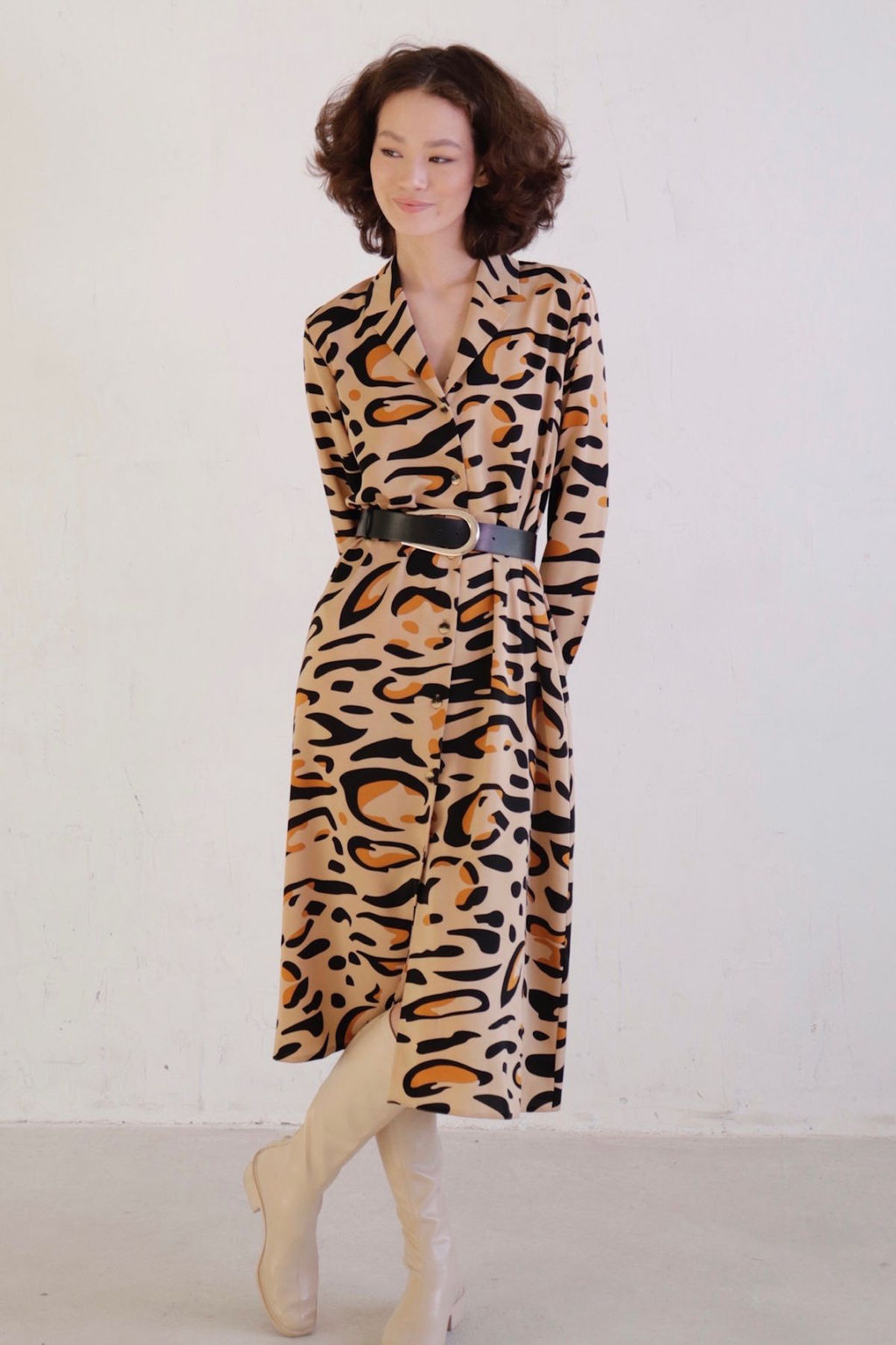 Платье-рубашка с английским воротником принт - Martichelli фото 155