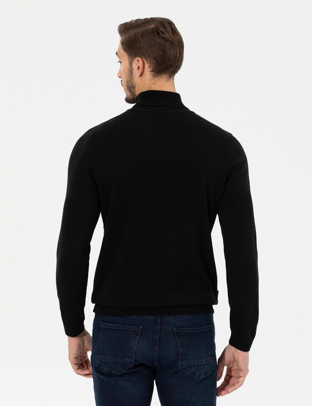 Siyah Slim Fit Bal_k__ Yaka Triko Kazak - Pierre cardin фото 5