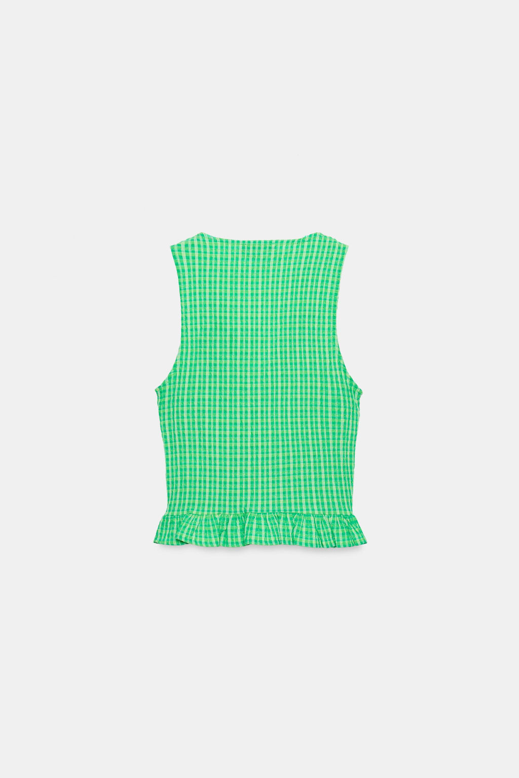 TOP CUADRO VICHY NIDO DE ABEJA / Verdes - Zara фото 5