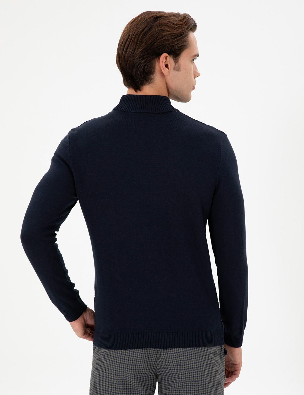 Erkek Slim Fit Yar_m Bal_k__ Yaka Lacivert Kazak - U.s. polo assn фото 5