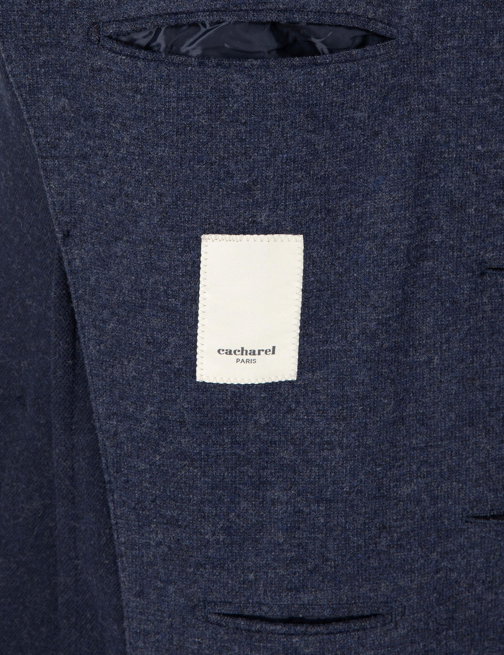 Темно-синяя приталенная куртка из смесового кашемира темно-синего цвета - Cacharel фото 6