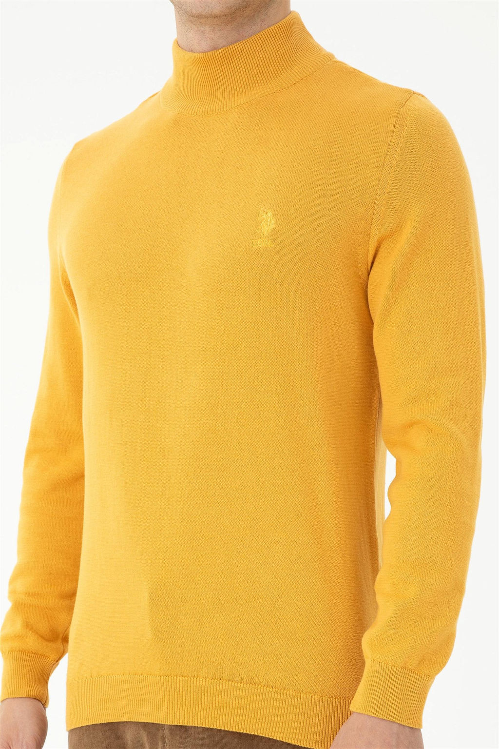 U. S. Polo Assn Мужской горчичный базовый свитер - U.s. polo assn фото 13