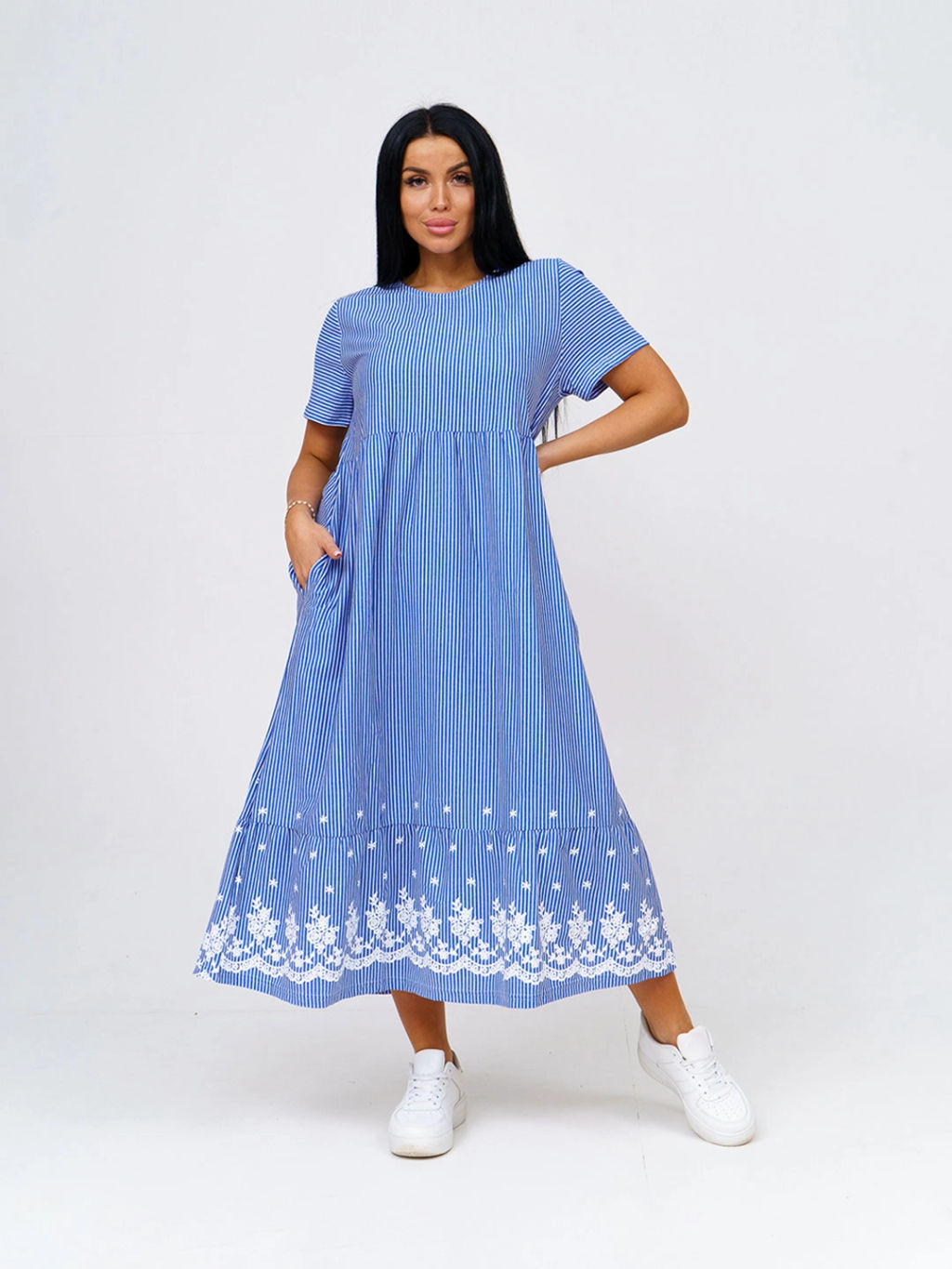 Платье женское, цвет голубой белый