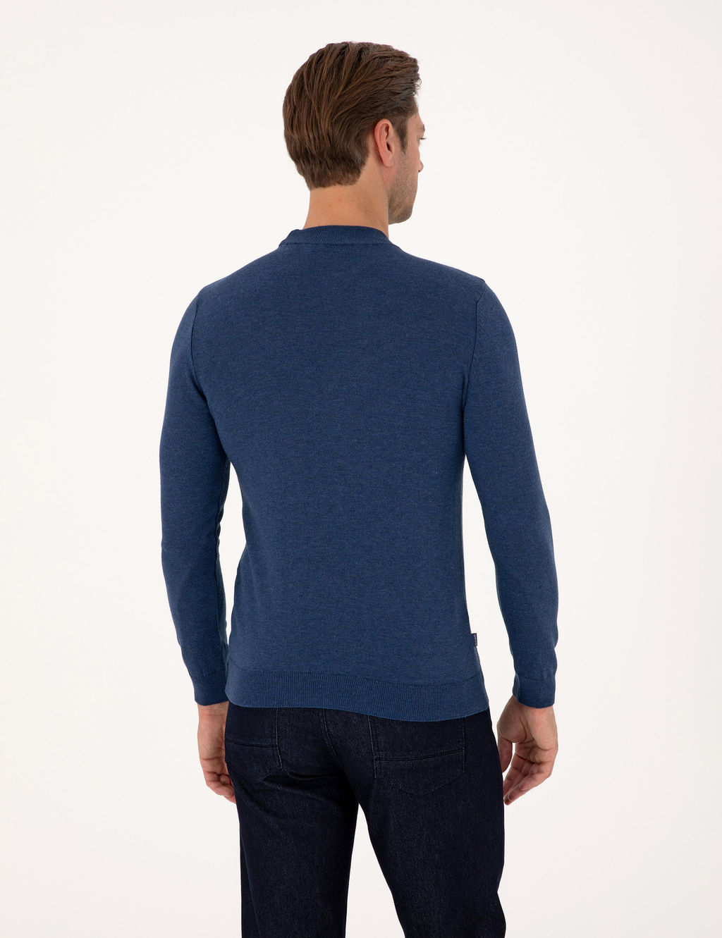 _ndigo Melanj Slim Fit _eyrek Yaka Basic Triko Kazak