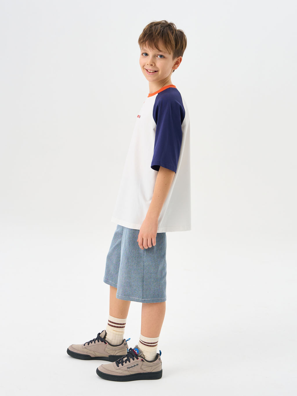 Футболка Колор блок Молоко/Шторм 7+ - Bungly фото 5