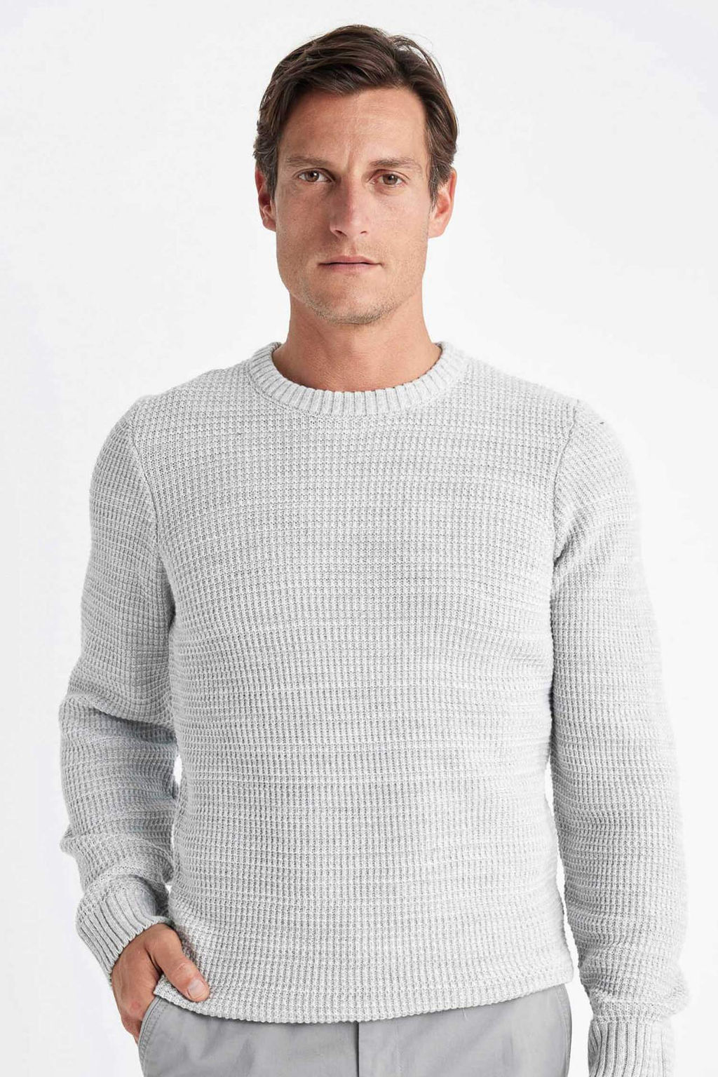 Standart Fit Normal Kesim Bisiklet Yaka Basic Duz Triko Kazak - Defacto фото 11