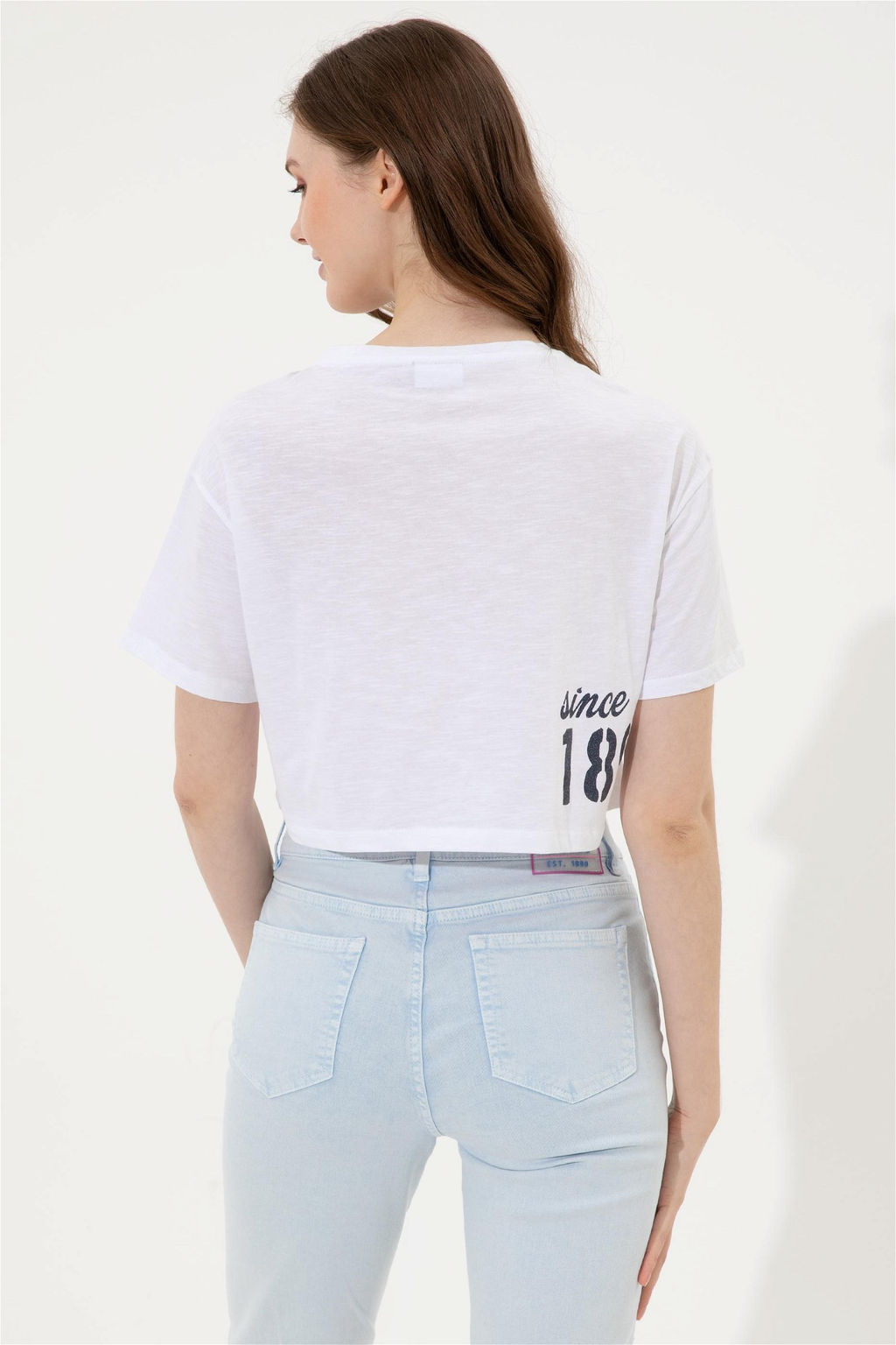 U. S. Polo Assn Женская белая укороченная футболка с круглым вырезом - U.s. polo assn фото 11