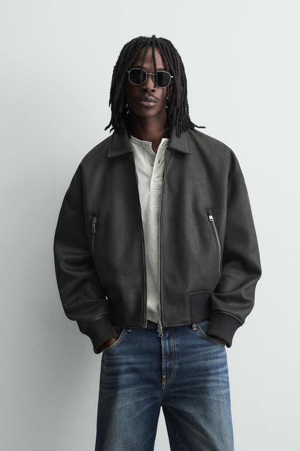 LEATHER EFFECT BOMBER JACKET - Zara фото 10