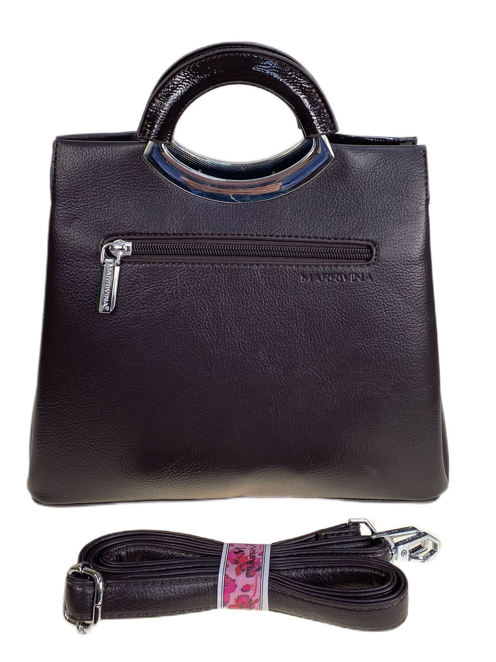 Женская сумка из искусственной кожи, цвет шоколадно-черный - Greta фото 2