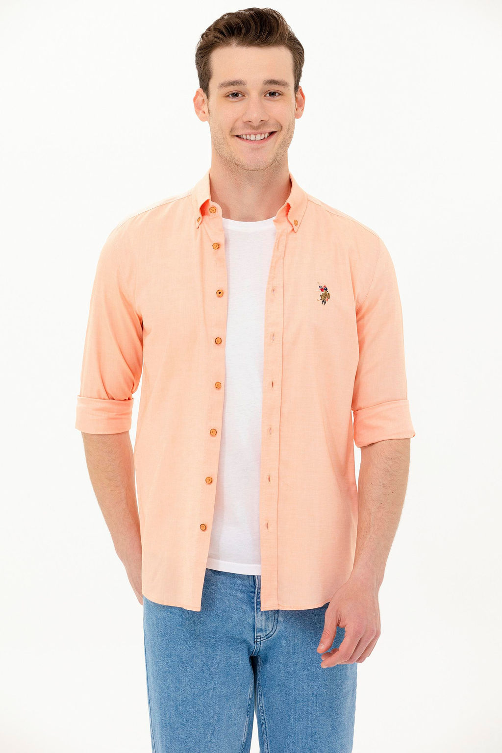 Рубашка мужская оранжевая Uzunkol Basic - U.s. polo assn фото 2