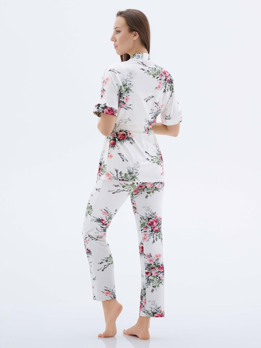 Пижама с халатом МИШЕЛЬ: брюки, топ, халат (молоко №18) - Ивановская трикотажная компания фото 5