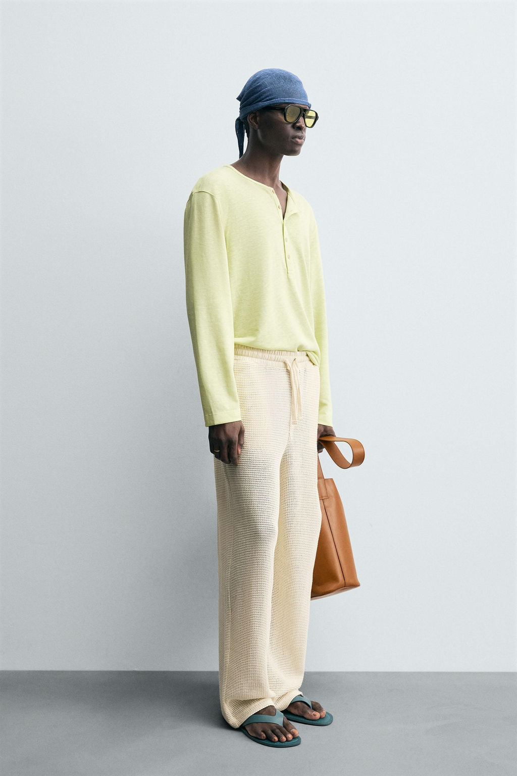 RELAXED FIT OPEN WEAVE TROUSERS - Zara фото 4