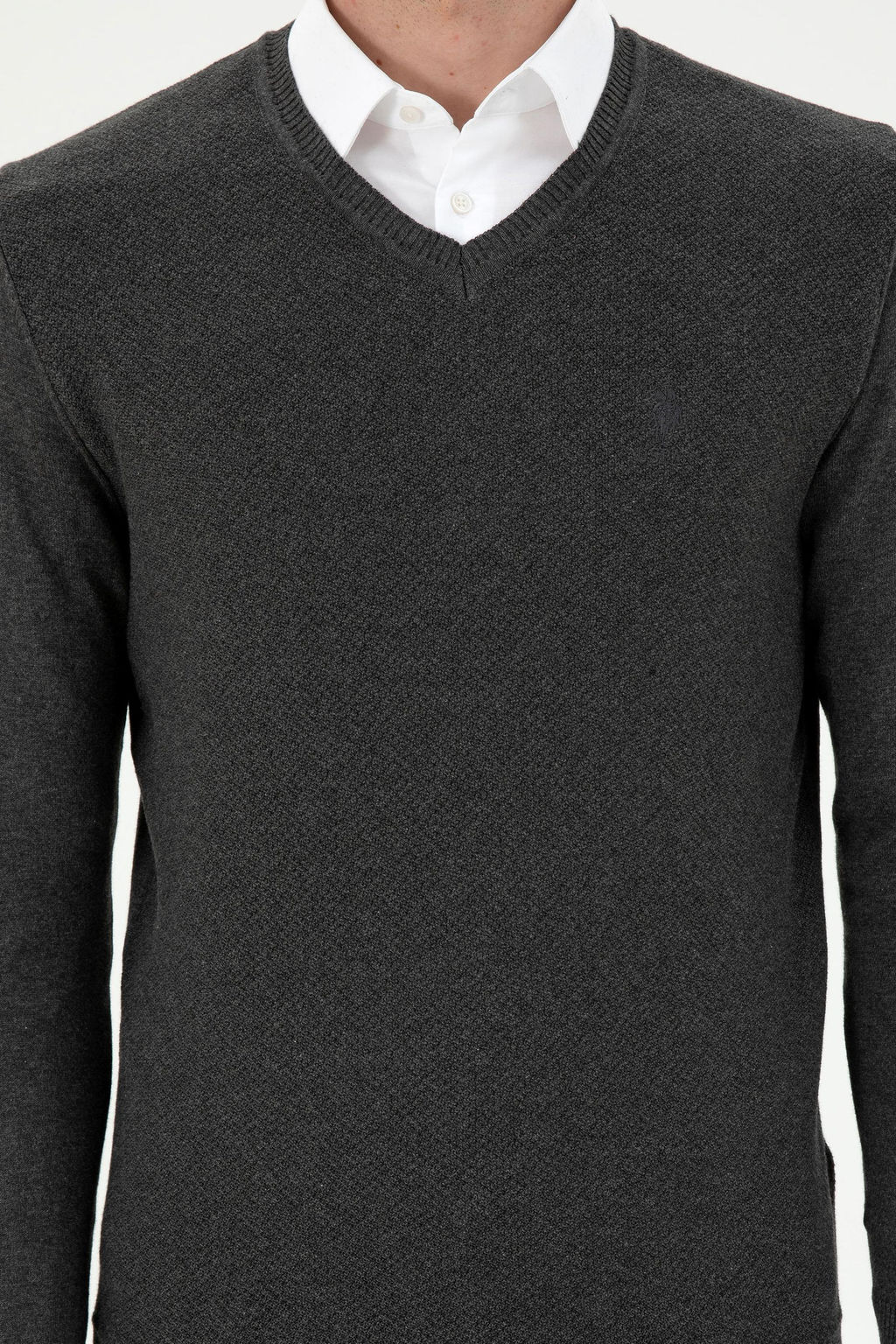 Мужской базовый свитер антрацитового меланжа - U.s. polo assn фото 6