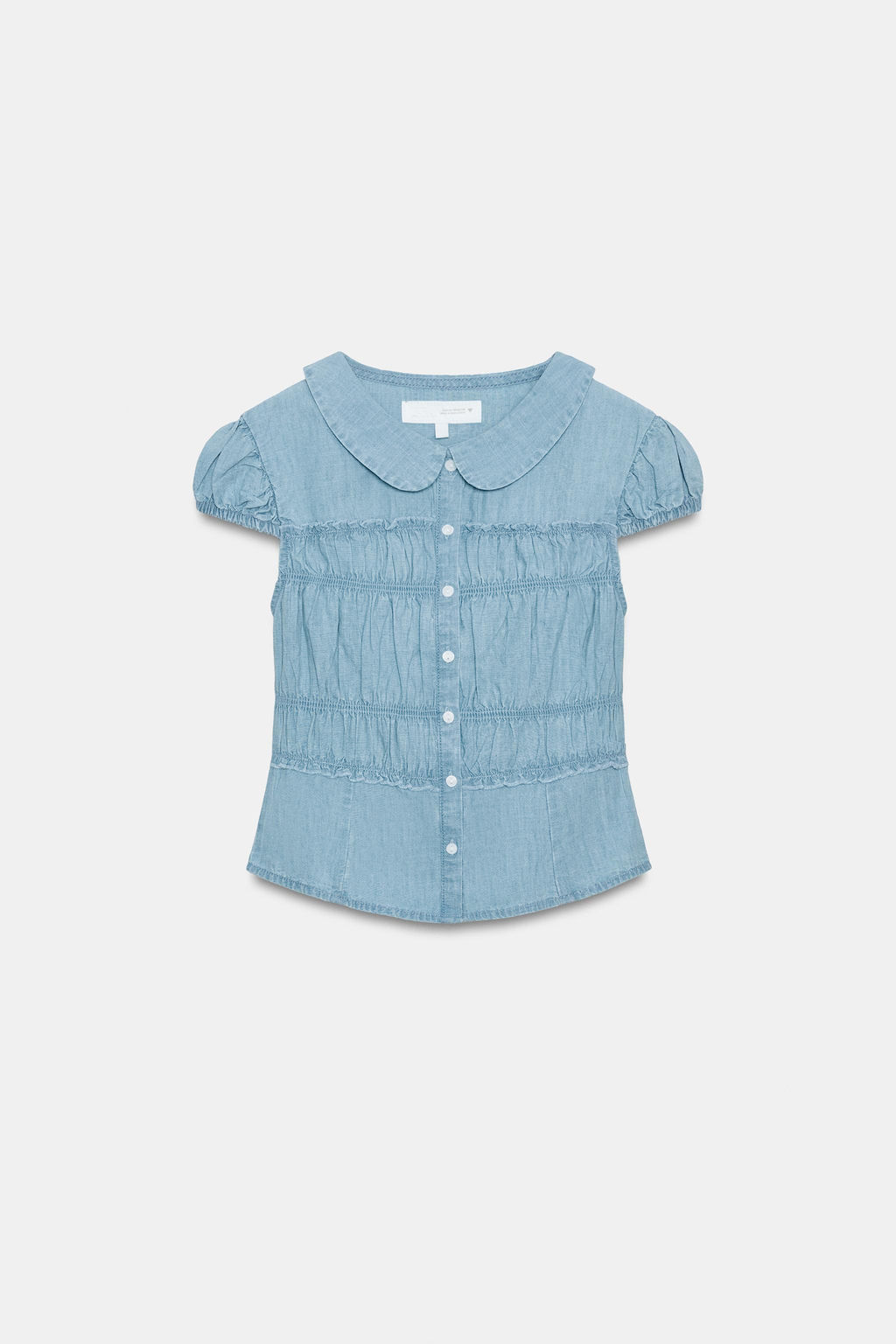 CAMISA FRUNCES CUELLO BOBO / Azul - Zara фото 6