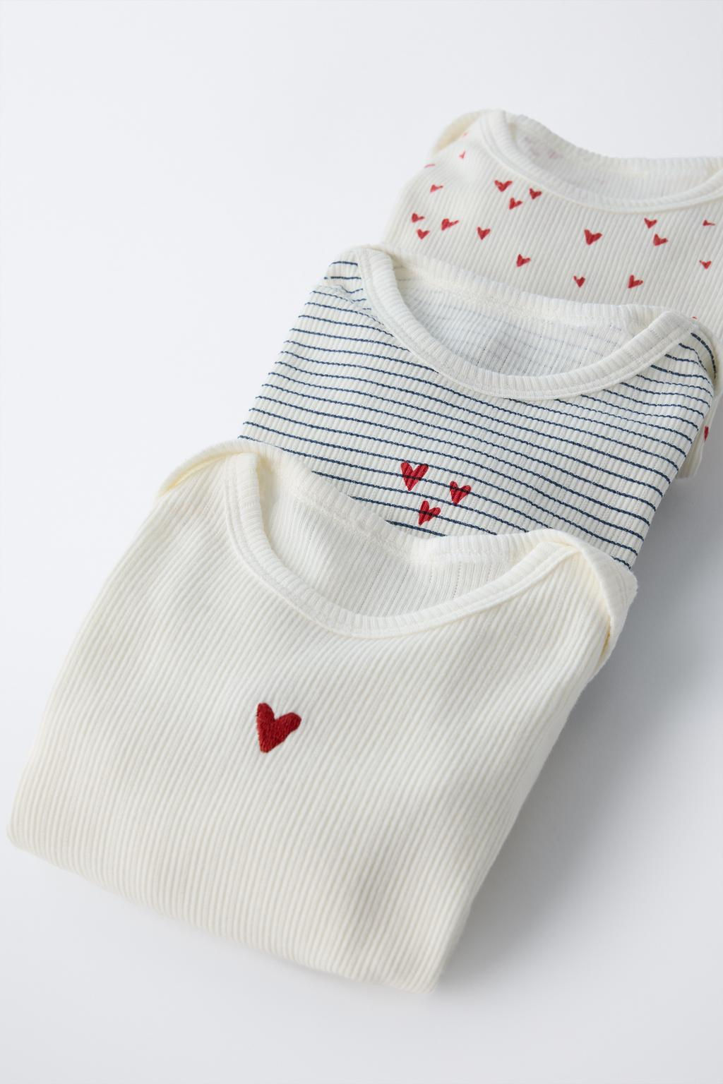 3-PACK OF HEART PRINT ROUND NECK BODYSUITS - Zara фото 5