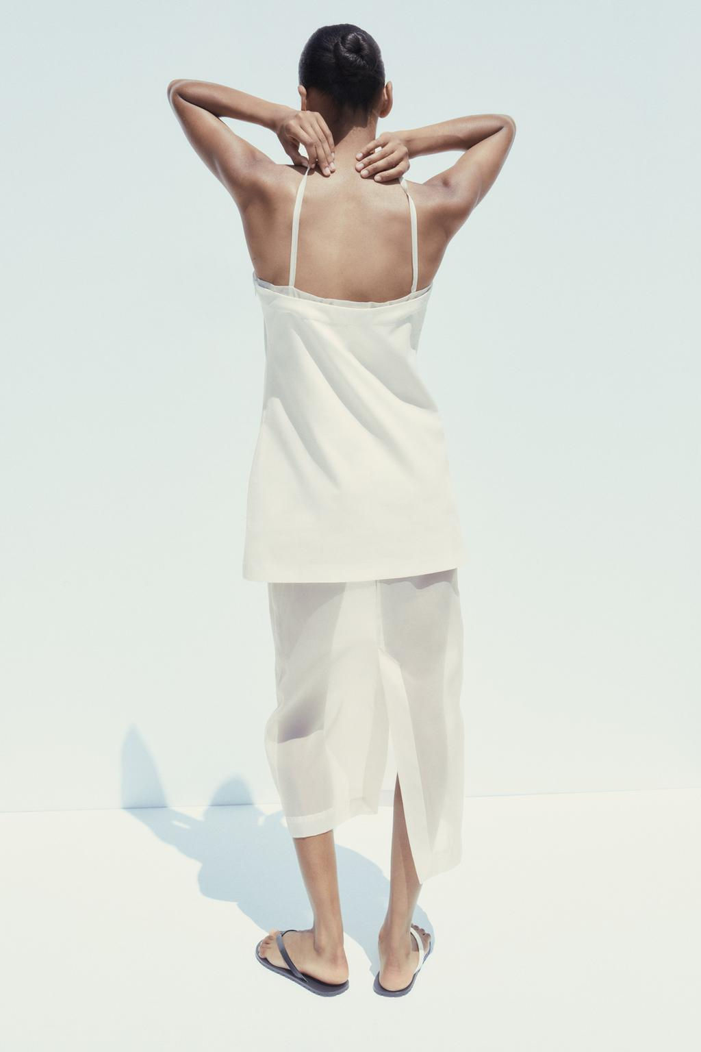 CONTRASTING ORGANZA MIDI DRESS - Zara фото 3