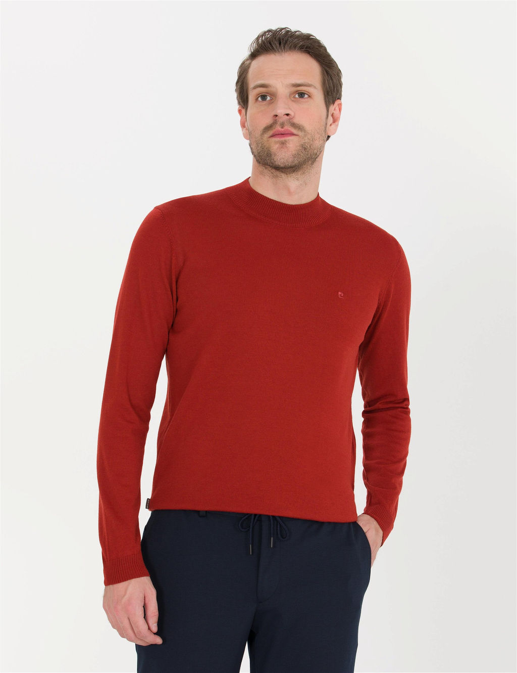 Kiremit Slim Fit Bato Yaka Y_n Kar___ml_ Basic Triko Kazak - Pierre cardin фото 2