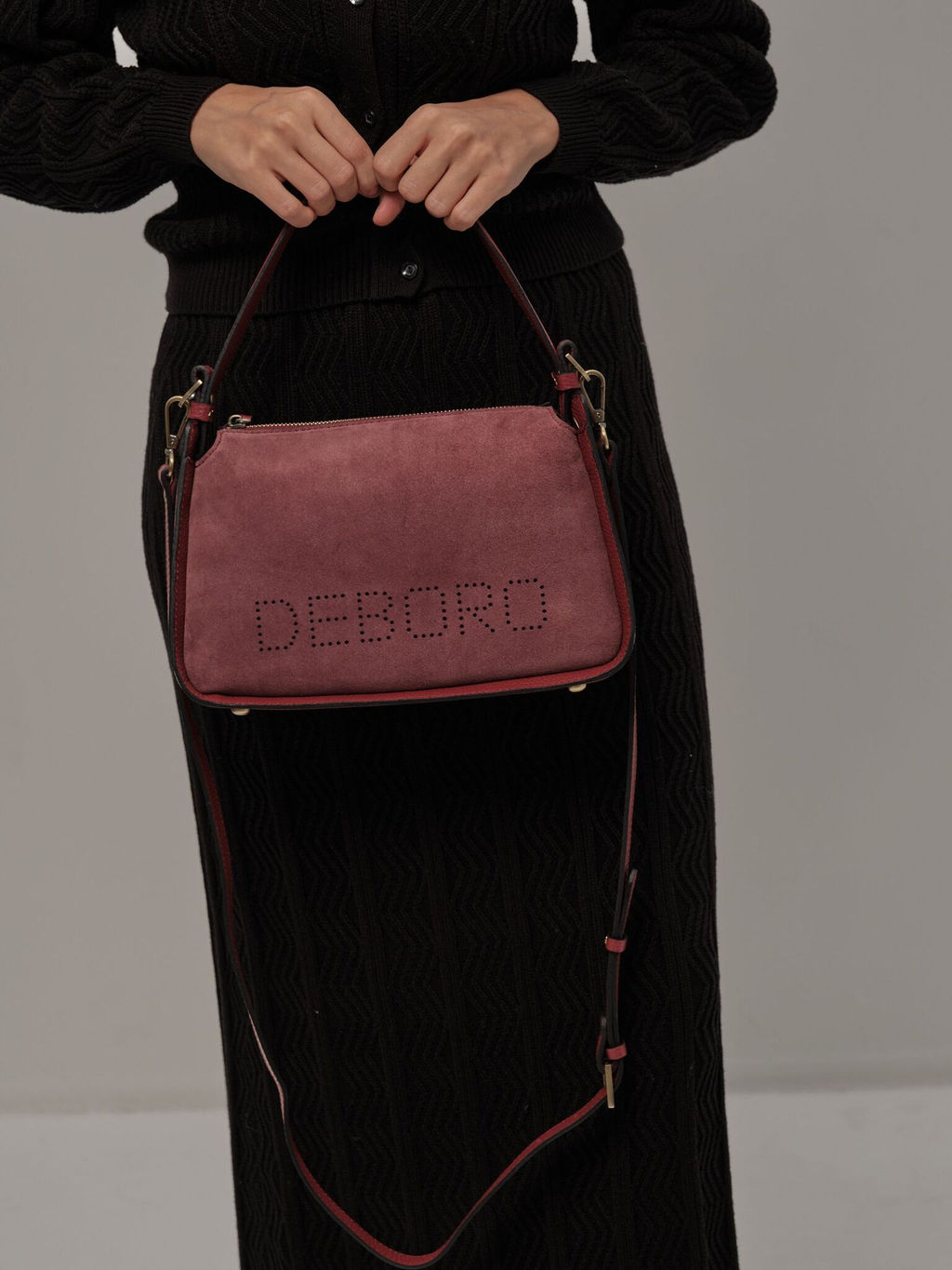 Сумка замшевая на плечо Deboro 30790 бордовое вино