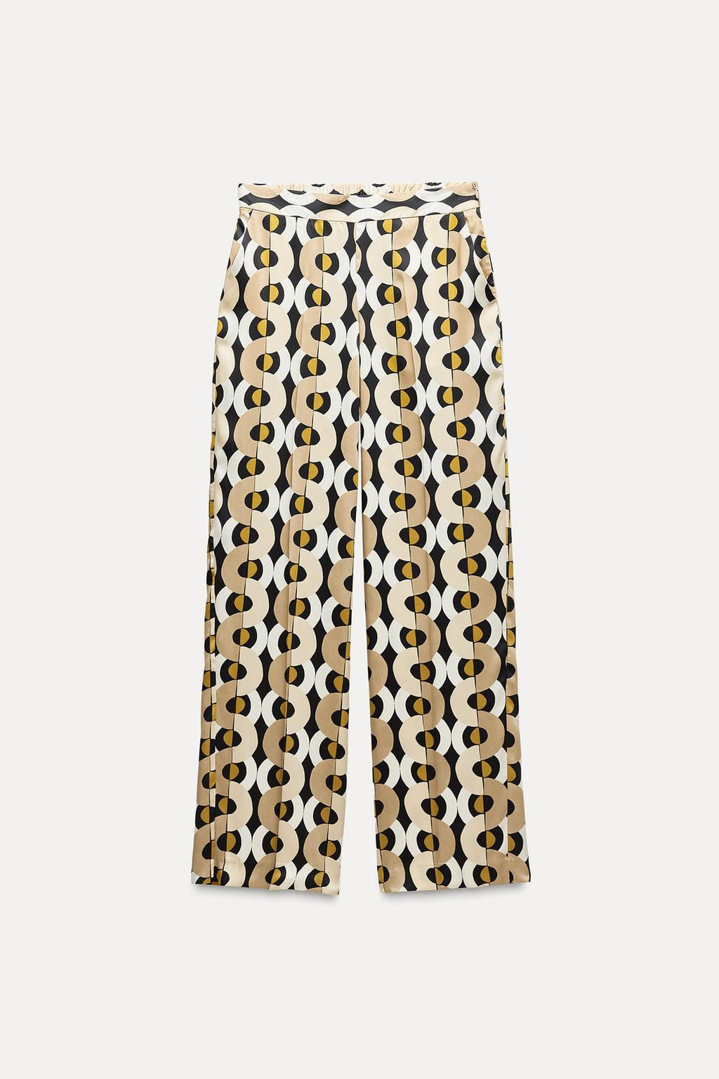 GEOMETRIC PRINT STRAIGHT-LEG TROUSERS - Zara фото 4