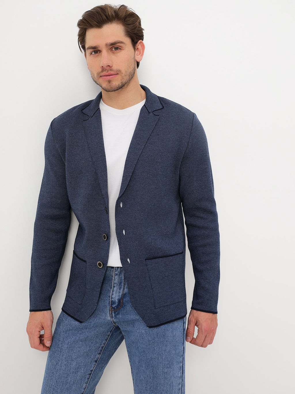 Кардиган мужской GREG G136-KF-жаккард (деним590/345)  фото 2