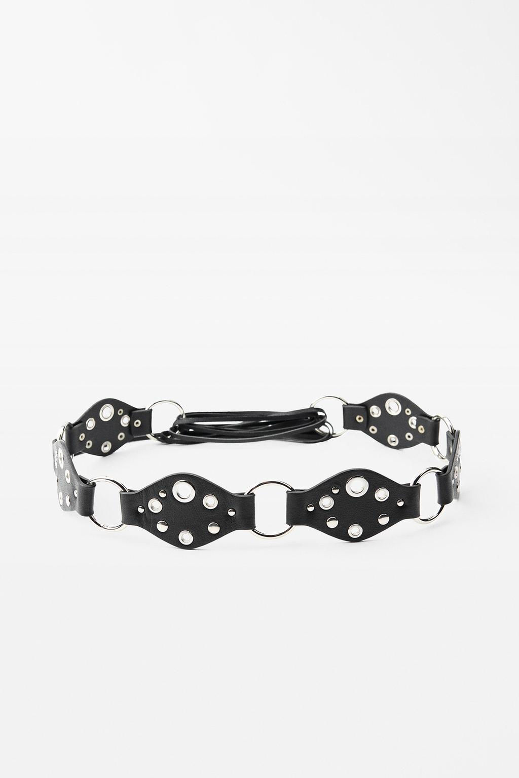 DIAMOND CONTRAST LEATHER BELT - Zara фото 4