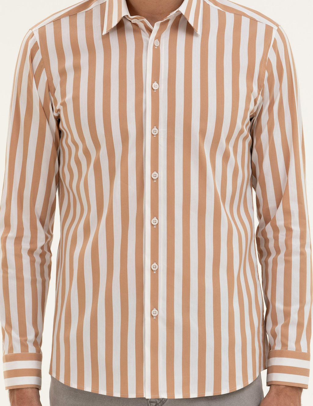 Kahverengi Slim Fit _izgili G_mlek