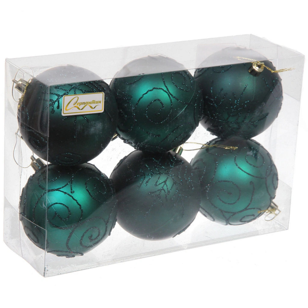 Набор шаров 8 см "Magic wish" (набор 6 шт), Изумруд