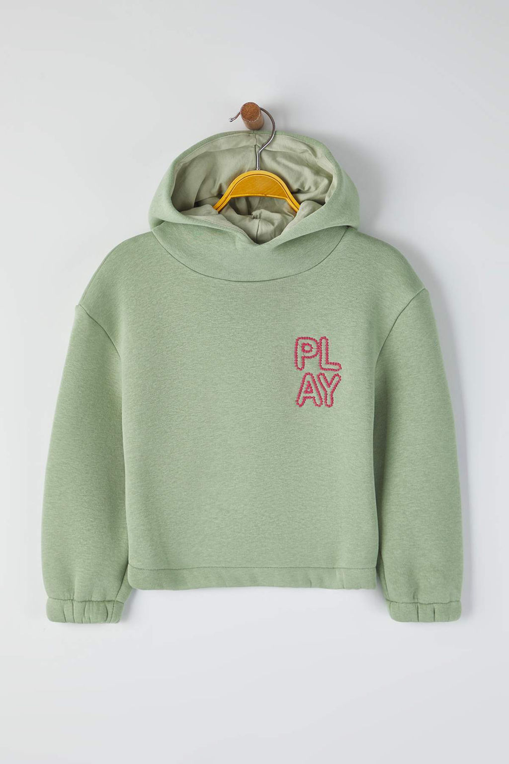 Mint*003 K?z Cocuk Pamuklu Bask?l? Kapusonlu Regular Orme Sweatshirt TKDAW26SW00035