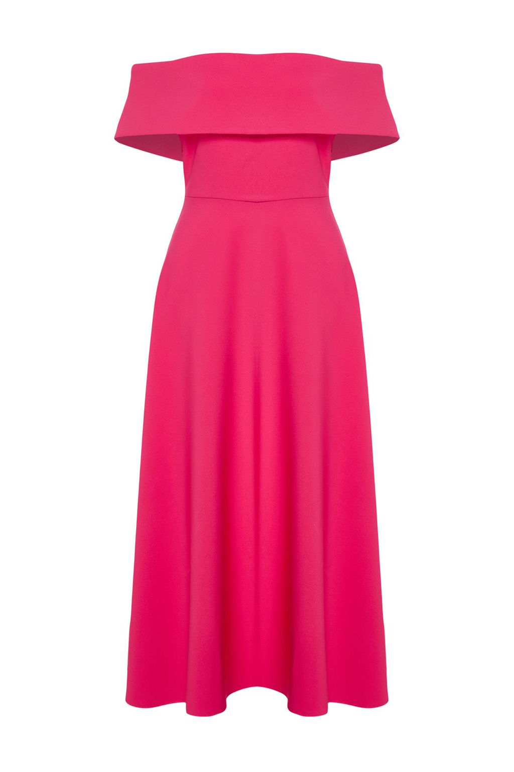 Fusya Carmen Yaka A-Kesim Dokuma S?k Midi Abiye Elbise TPRSS24EL00210