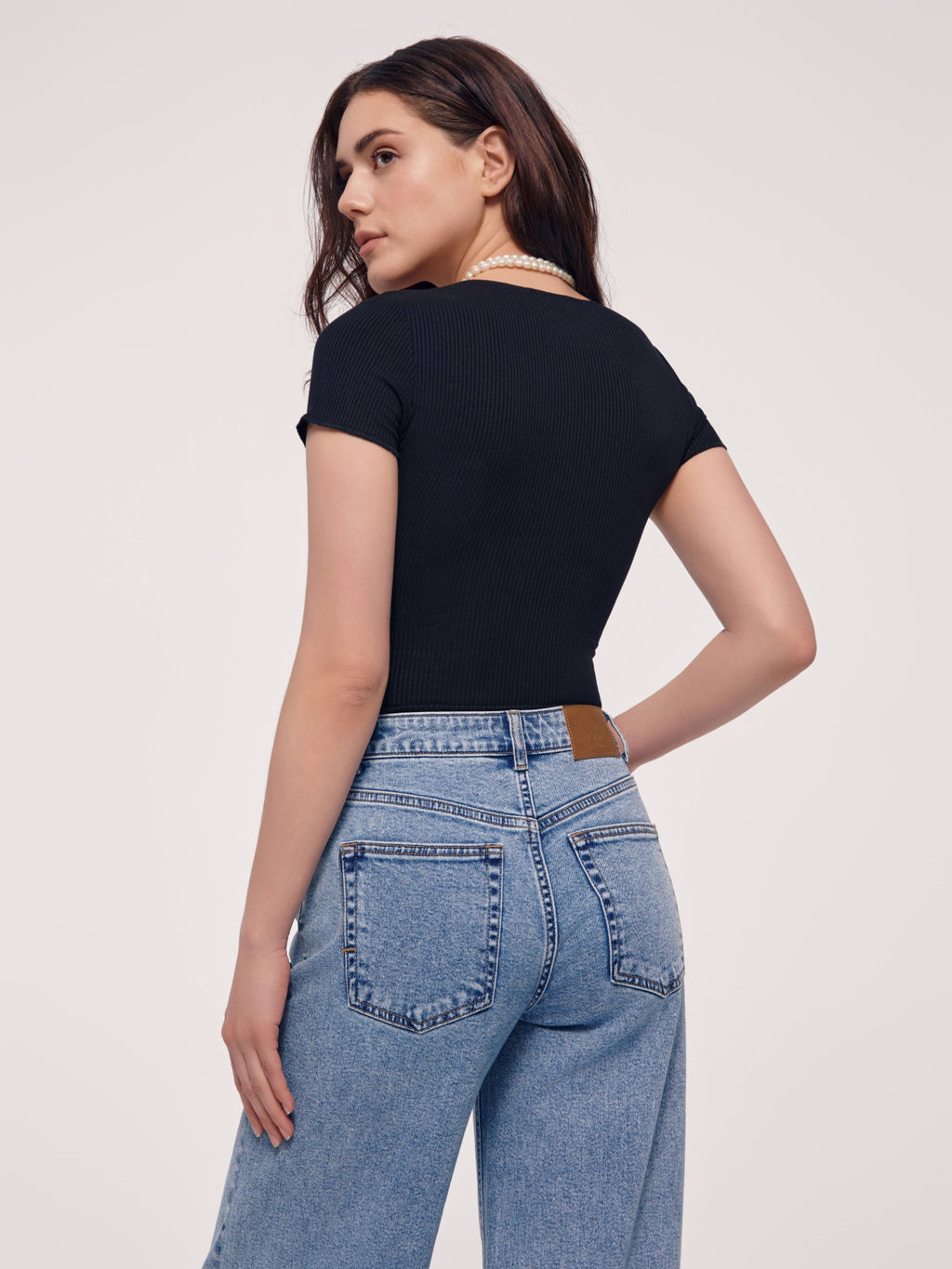 CONTE Боди в рубчик на шнуровке с декоративными швами LBD 2625 black - Conte elegant фото 5