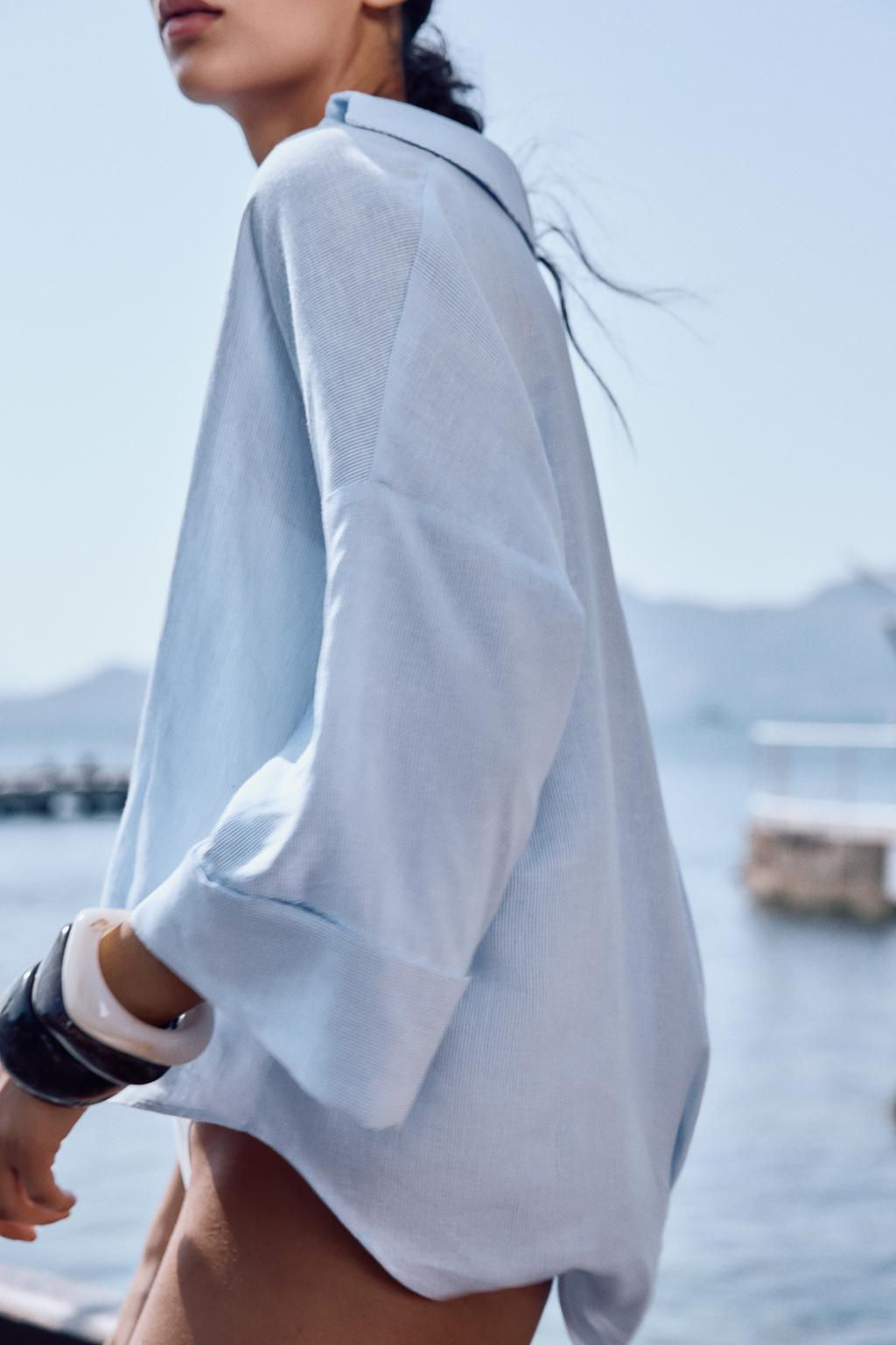 WIDE-SLEEVE LINEN BLEND SHIRT - Zara фото 20