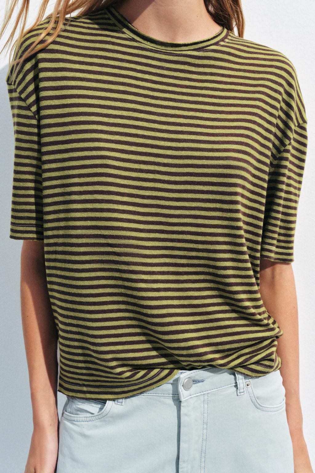 CAMISETA RAYAS R?STICA / Marr?n / Verde