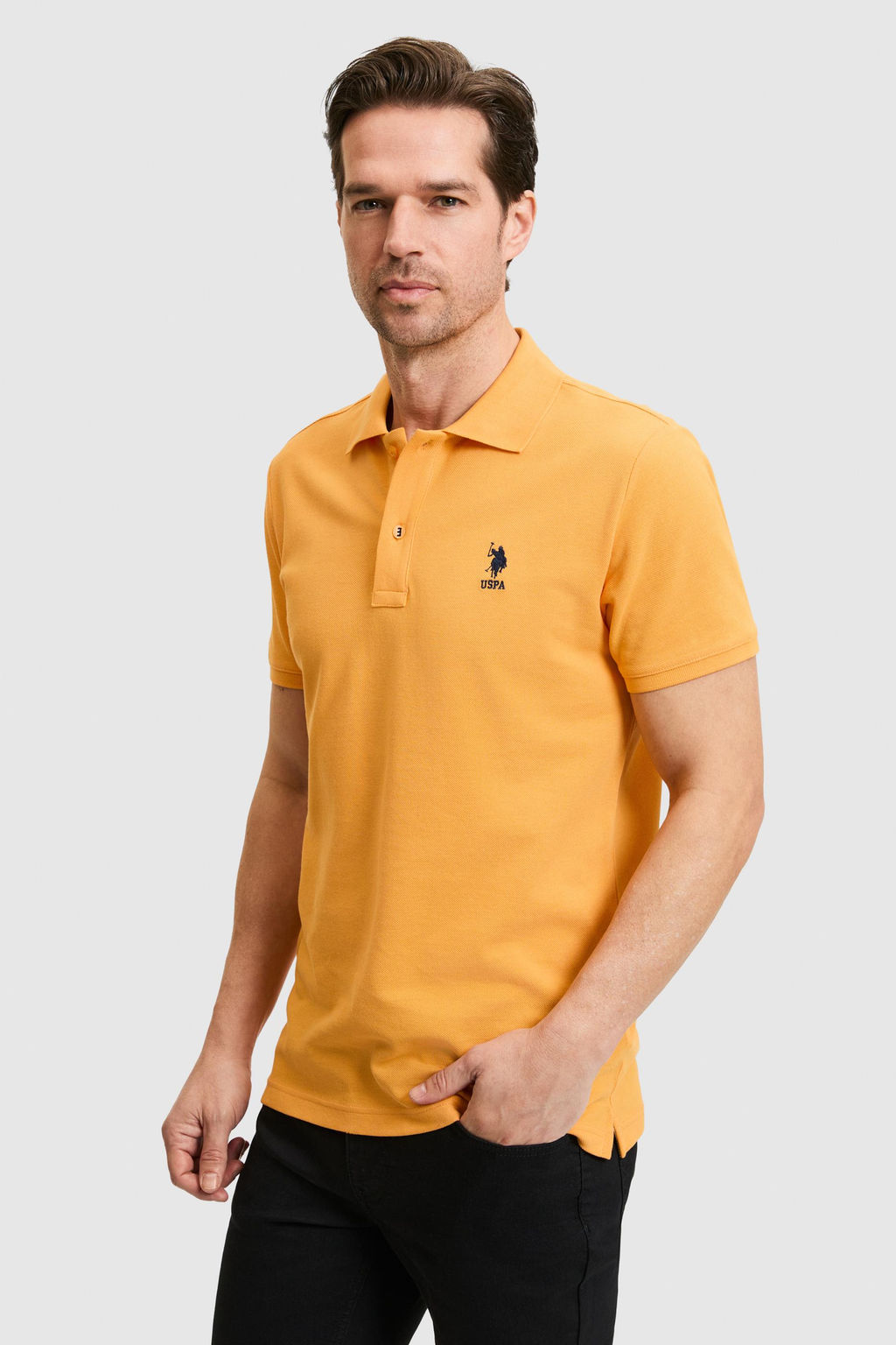 Erkek Slim Fit Turuncu Polo Yaka Basic Ti__rt
